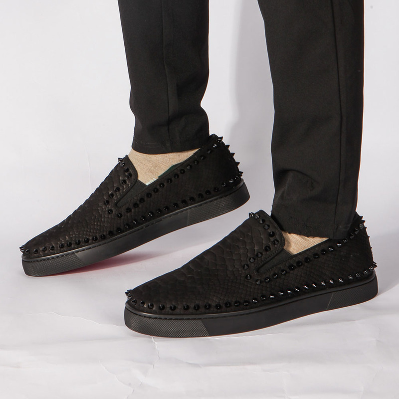 [made  to order] Ch**an louboutin super perfect pik boat python skin flats in black