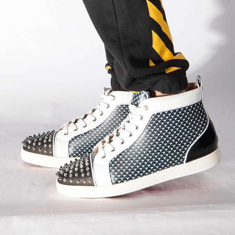 in stock!!! Ch**an louboutin limited version lou spikes orlato flat sneakers