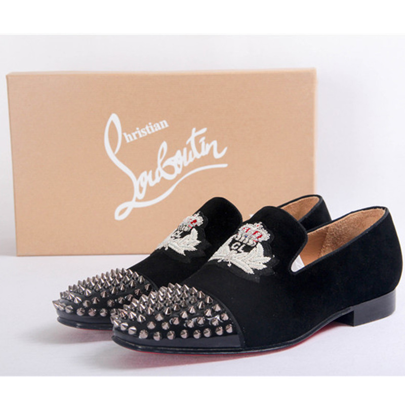 made to order!!! Ch**an louboutin super perfect mens loafers harvanana spikes flannel black