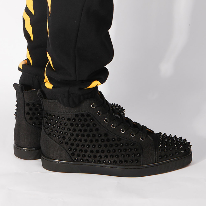 made-to-order!!! Ch**an louboutin limited version black l**is spikes orlato men