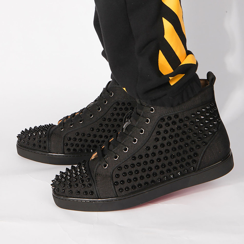 made-to-order!!! Ch**an louboutin limited version black l**is spikes orlato men