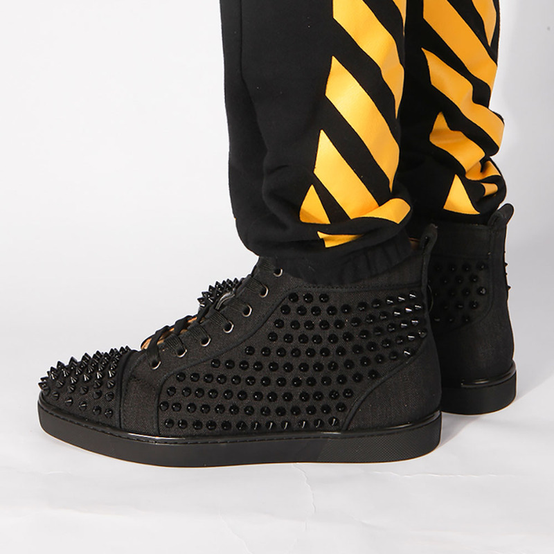 made-to-order!!! Ch**an louboutin limited version black l**is spikes orlato men