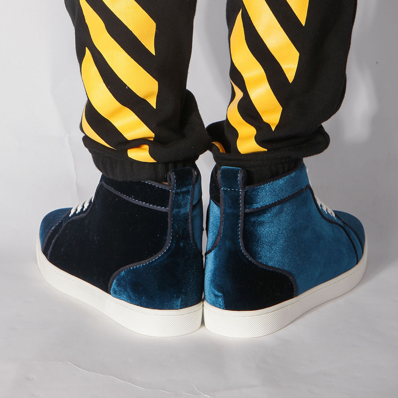 in stock!!! Ch**an louboutin limited version l**is orlato blue velvet junior flat sneakers