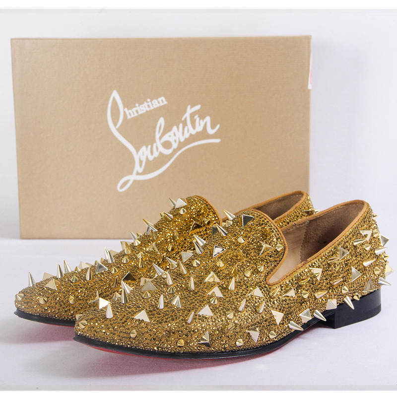 made to order!!! Ch**an louboutin super perfect gold spikes loafers