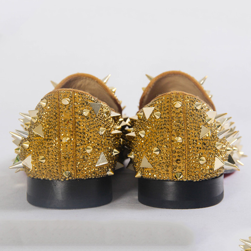 made to order!!! Ch**an louboutin super perfect gold spikes loafers