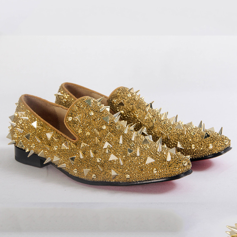 made to order!!! Ch**an louboutin super perfect gold spikes loafers