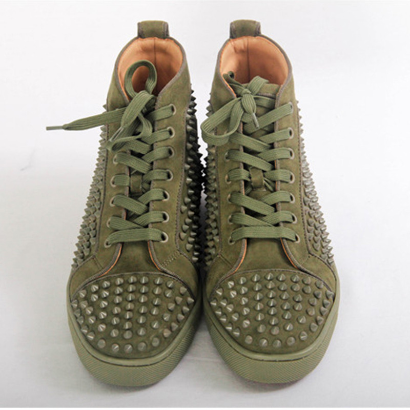 [made  to order] Ch**an louboutin super perfect l**is orlato flat high top spike sneaker