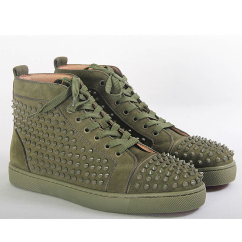 [made  to order] Ch**an louboutin super perfect l**is orlato flat high top spike sneaker