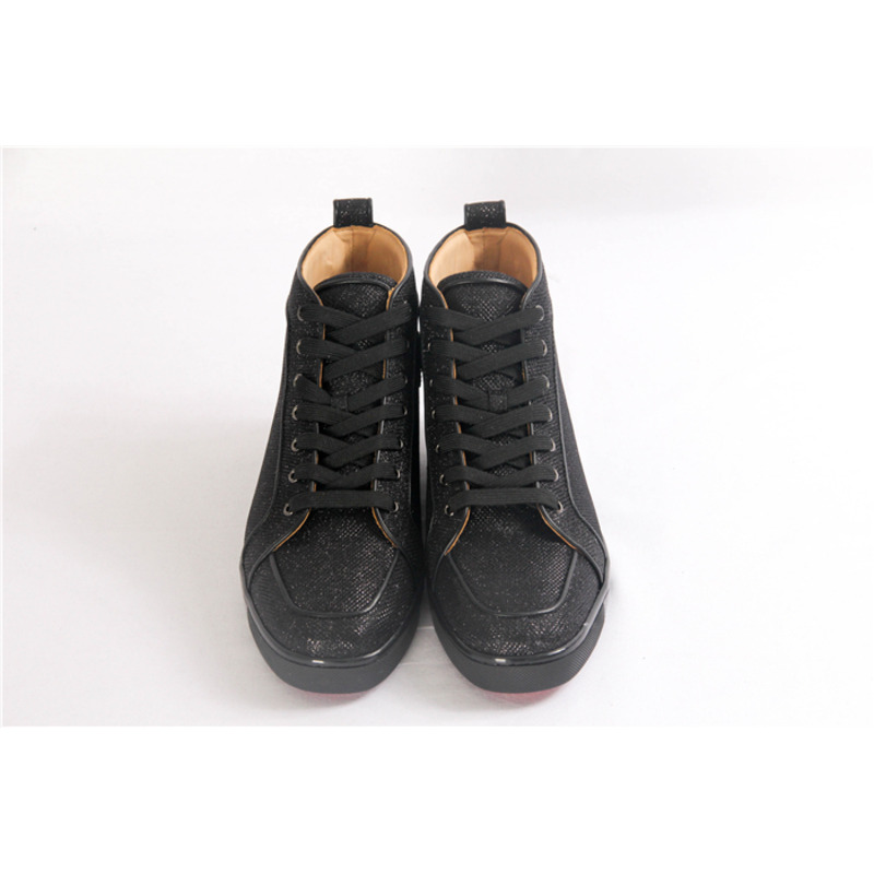 limited stock!!! Ch**an louboutin limited version rantus orlato glitter flat mens high top black sneaker