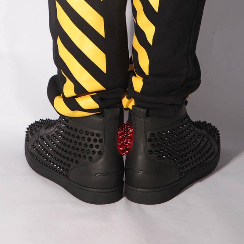 limited stock!!! Ch**an louboutin limited version limited louboutin l**is spikes black in latte and metalic gold