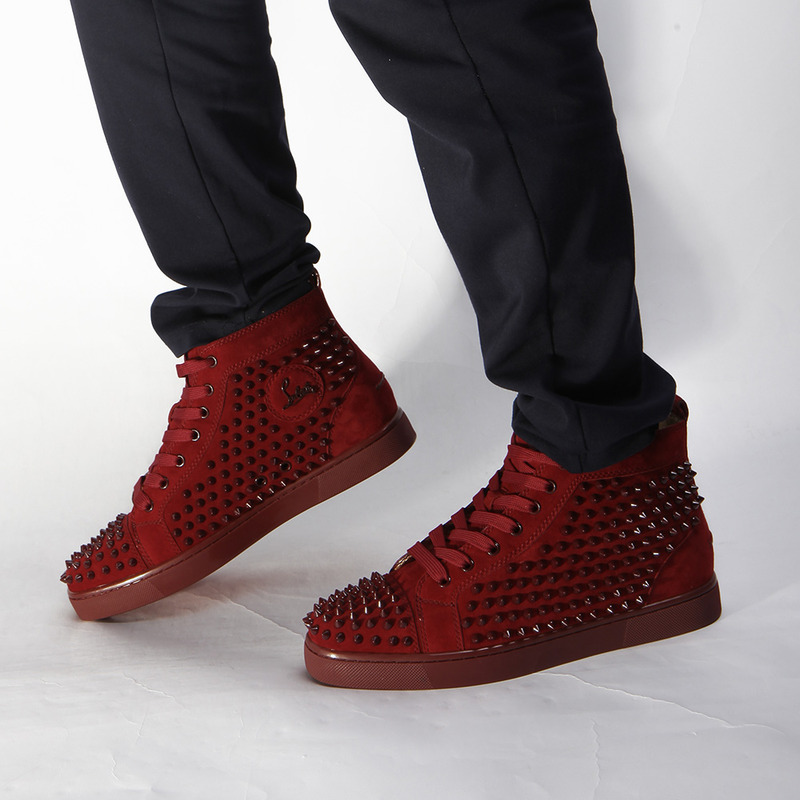 Ch**an louboutin limited version mens spikes high top red sneaker