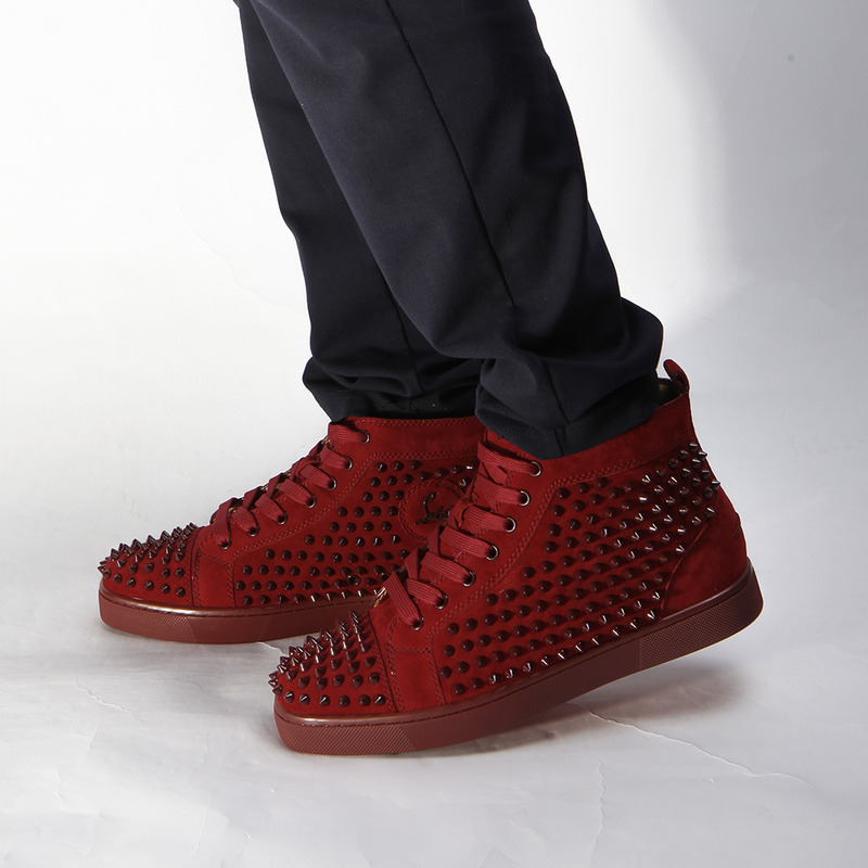 Ch**an louboutin limited version mens spikes high top red sneaker