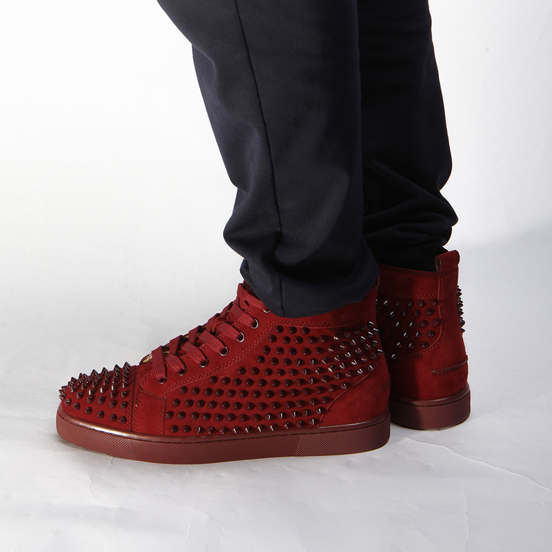 Ch**an louboutin limited version mens spikes high top red sneaker