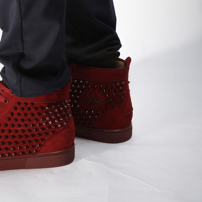 Ch**an louboutin limited version mens spikes high top red sneaker