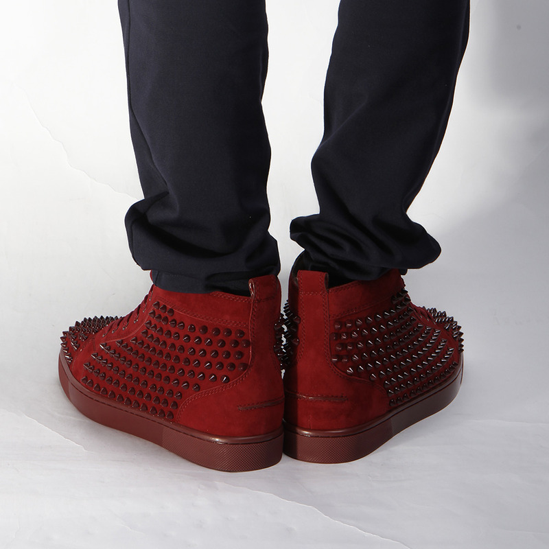 Ch**an louboutin limited version mens spikes high top red sneaker