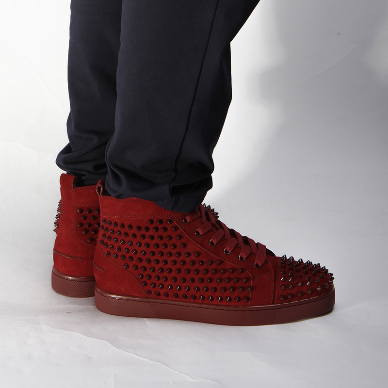 Ch**an louboutin limited version mens spikes high top red sneaker