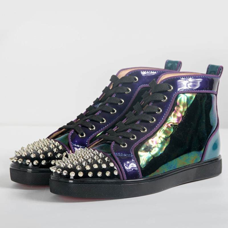 Ch**an louboutin in stock limited version mens spikes flat high top sneaker