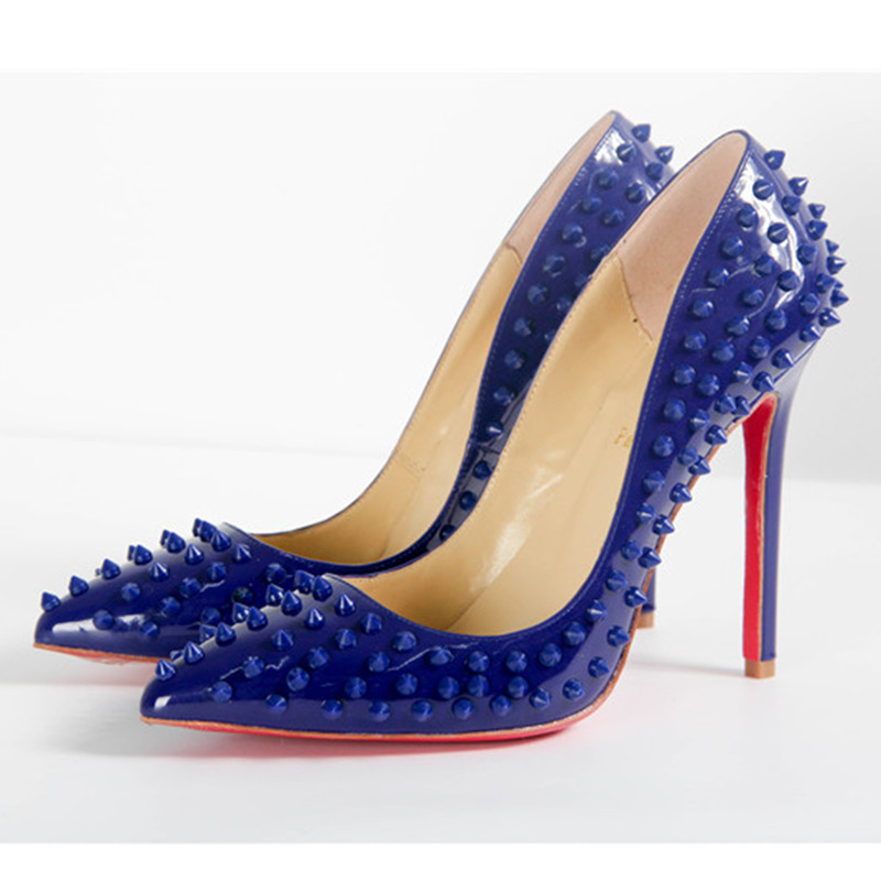 made to order!!! Ch**an louboutin super perfect follies spikes blue heel made to order