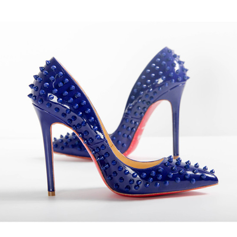 made to order!!! Ch**an louboutin super perfect follies spikes blue heel made to order