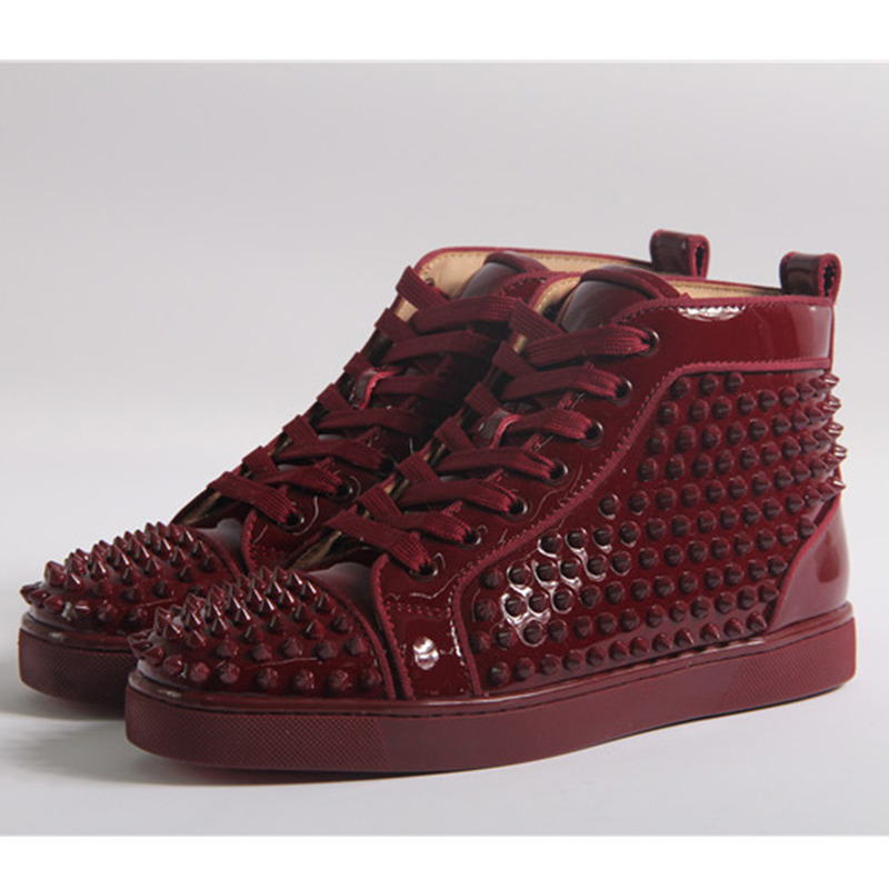 Ch**an louboutin limited version l**is spikes orlato men''s flat high-top sneaker made to order