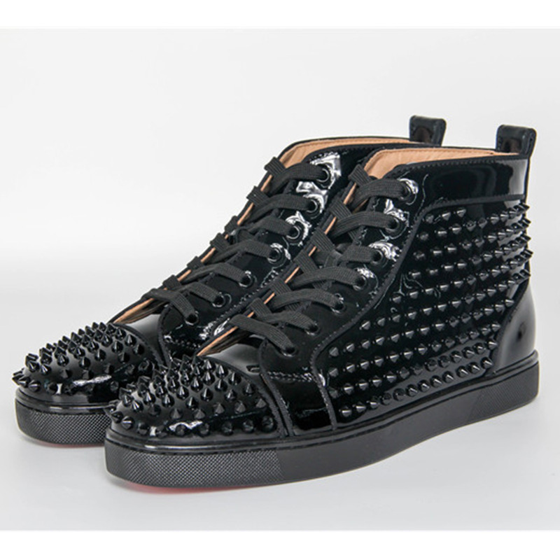 Ch**an louboutin in stock!!! limited version black l**is spikes mens flat sneaker