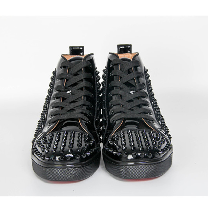 Ch**an louboutin in stock!!! limited version black l**is spikes mens flat sneaker