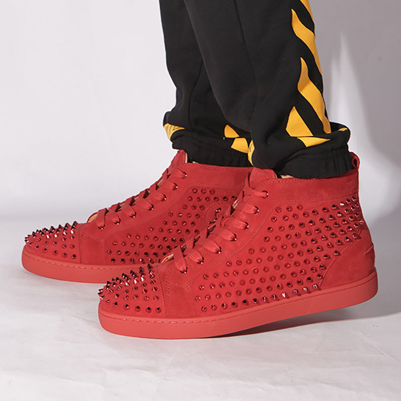 Ch**an louboutin limited red suede l**is spikes men