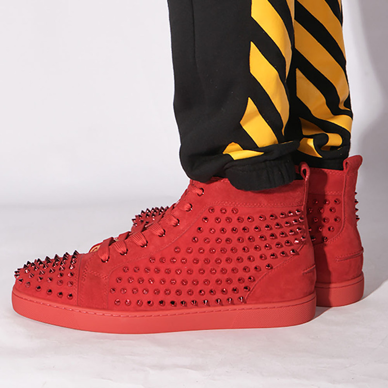 Ch**an louboutin limited red suede l**is spikes men