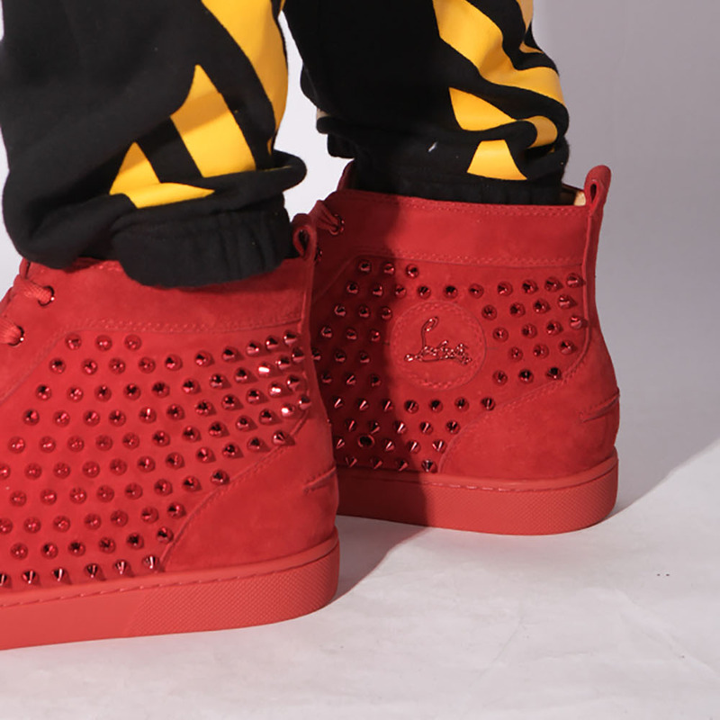 Ch**an louboutin limited red suede l**is spikes men