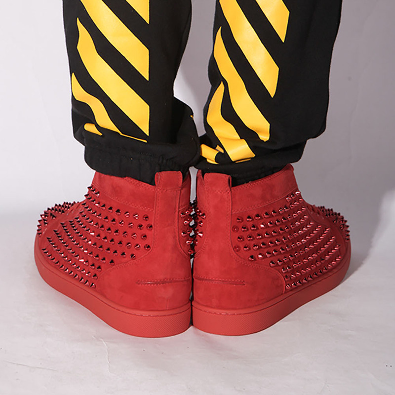 Ch**an louboutin limited red suede l**is spikes men