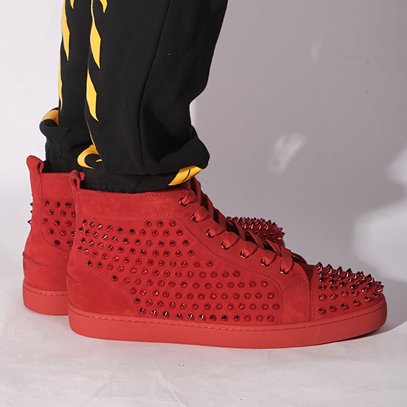 Ch**an louboutin limited red suede l**is spikes men