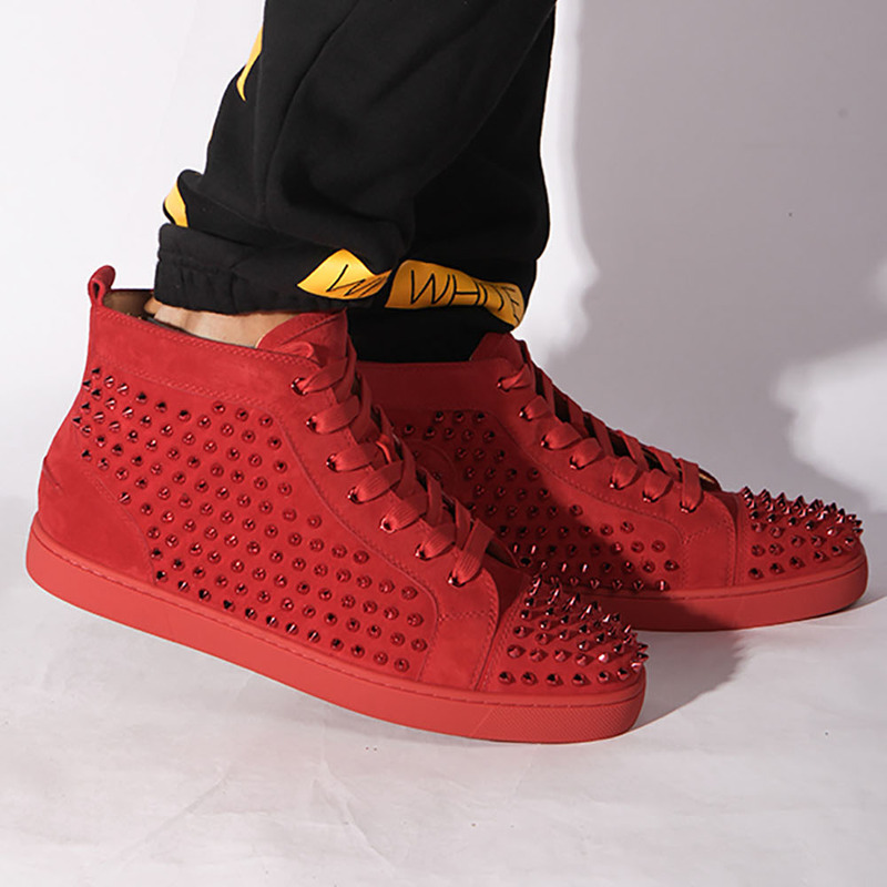 Ch**an louboutin limited red suede l**is spikes men