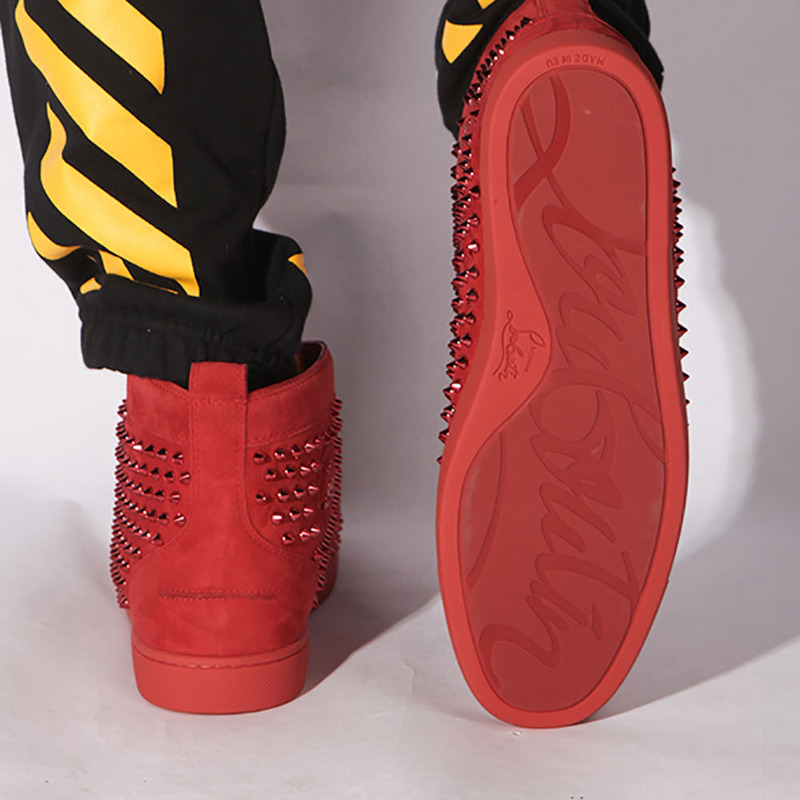 Ch**an louboutin limited red suede l**is spikes men