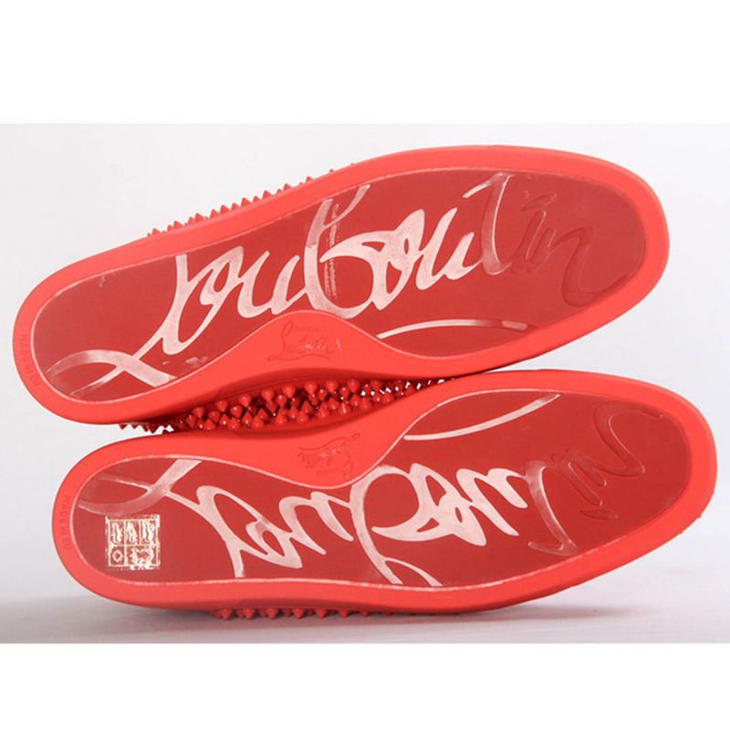 Ch**an louboutin limited edition red l**is spikes flat high-top men sneakers