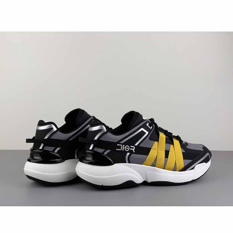 D*or "b24 runtek" sneaker in black/yellow technical canvas