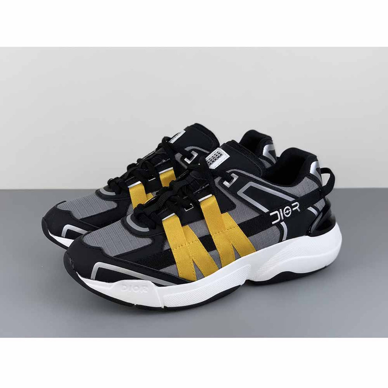 D*or "b24 runtek" sneaker in black/yellow technical canvas