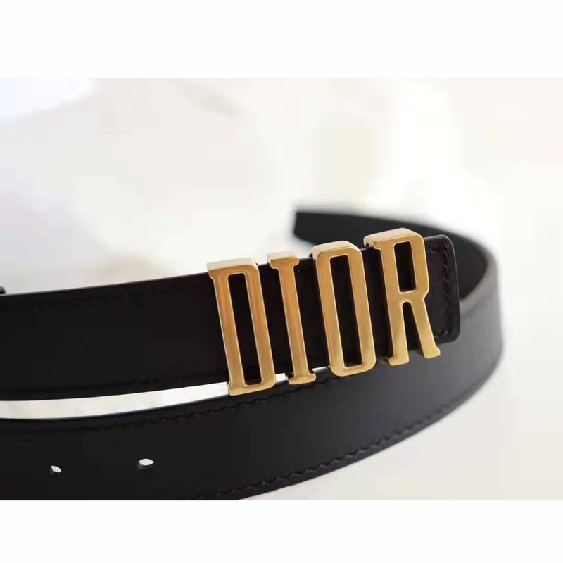 D*or black leather belt with 