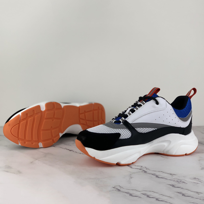 D*or canvas and calfskin sneakers in blue/white/black