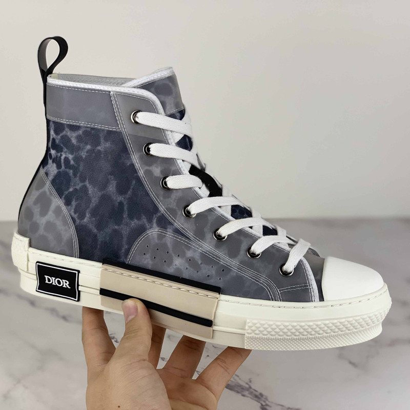 D*or "b23" high-top sneakers in gray leopard print