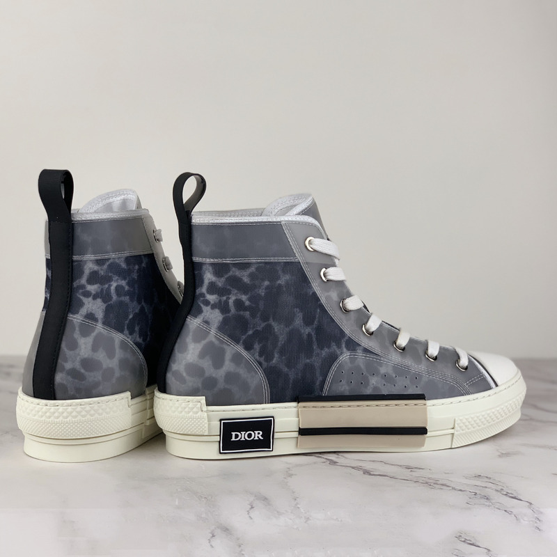 D*or "b23" high-top sneakers in gray leopard print