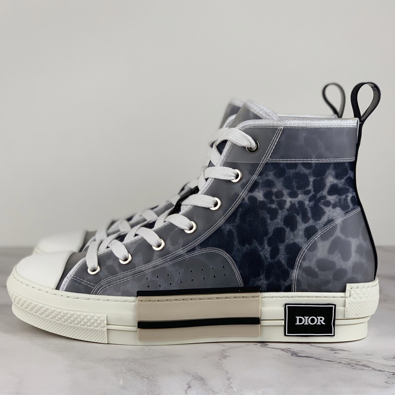 D*or "b23" high-top sneakers in gray leopard print