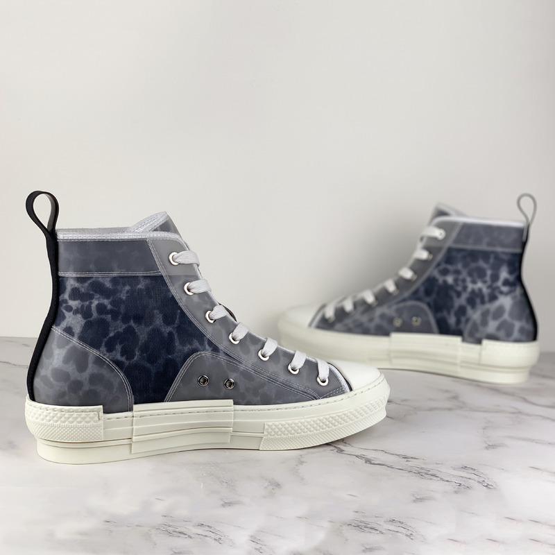 D*or "b23" high-top sneakers in gray leopard print