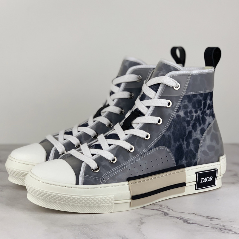 D*or "b23" high-top sneakers in gray leopard print