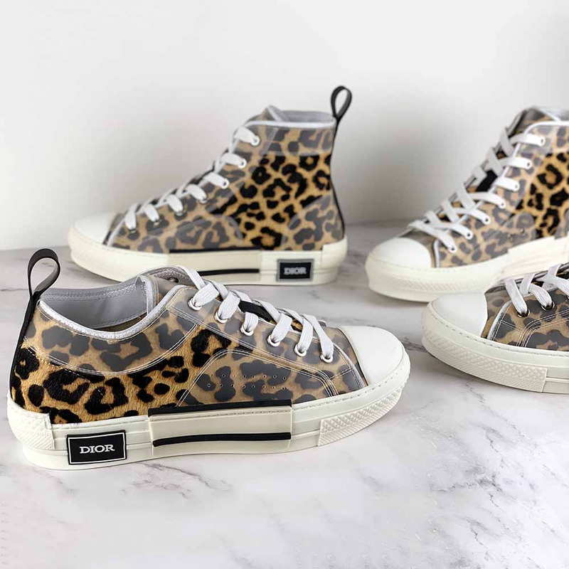 D*or "b23" high-top sneakers with leopard print