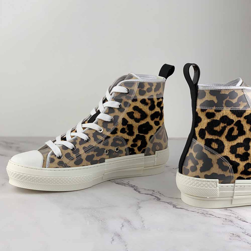 D*or "b23" high-top sneakers with leopard print