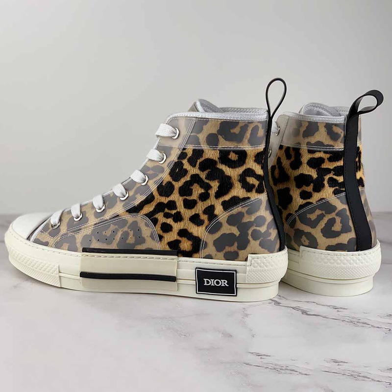 D*or "b23" high-top sneakers with leopard print