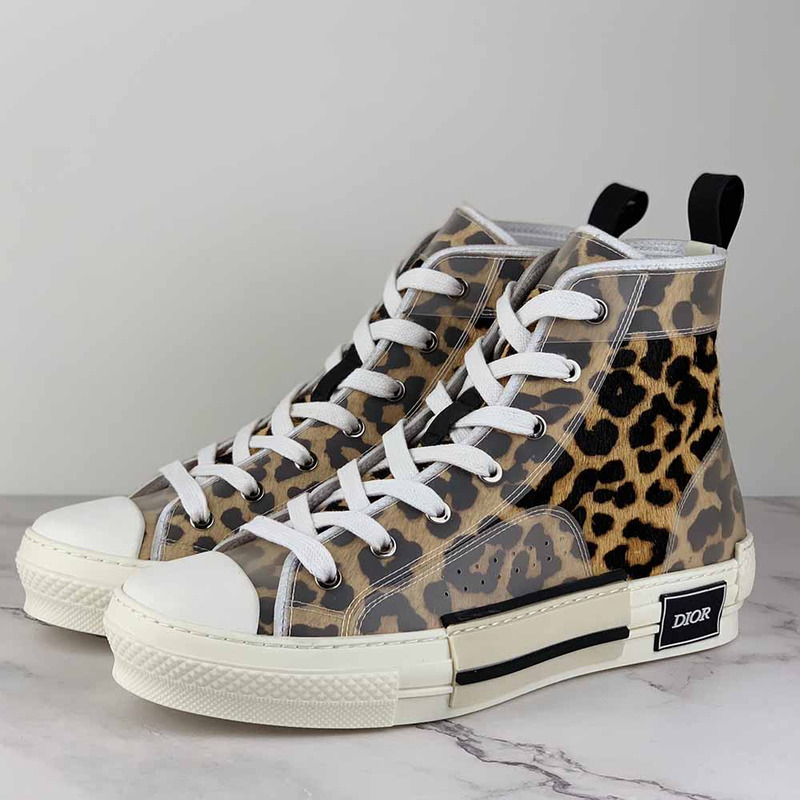 D*or "b23" high-top sneakers with leopard print