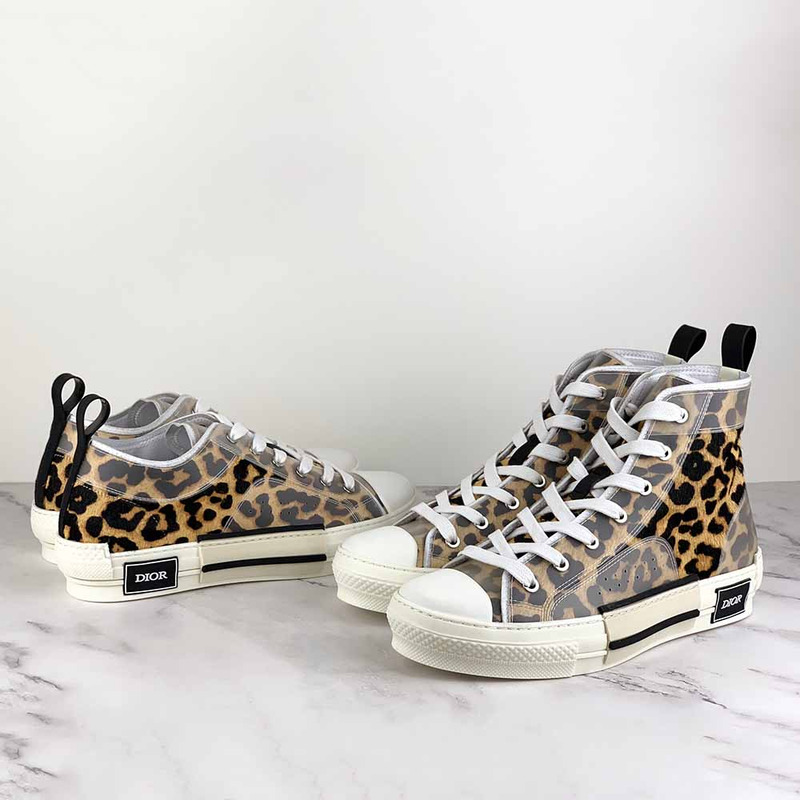 D*or "b23" high-top sneakers with leopard print