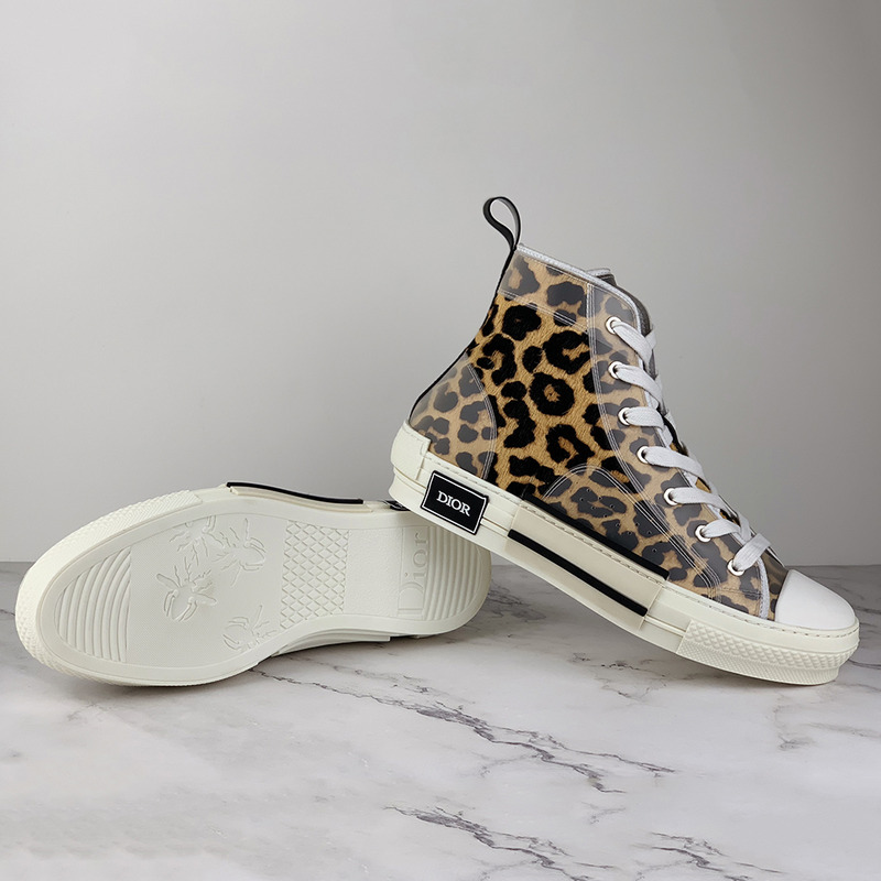 D*or "b23" high-top sneakers with leopard print