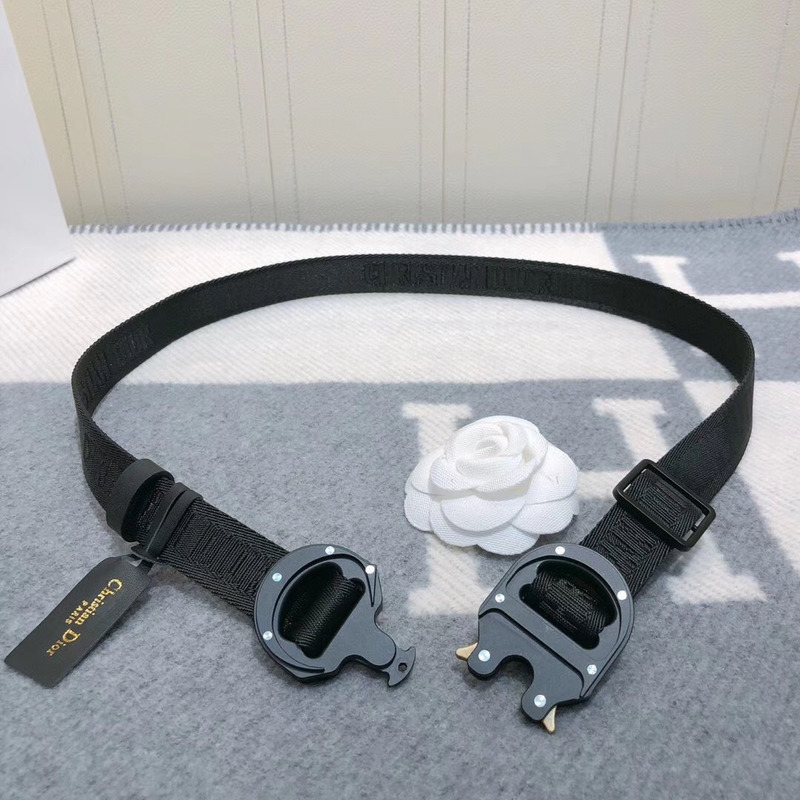 D*or black cotton canvas belt